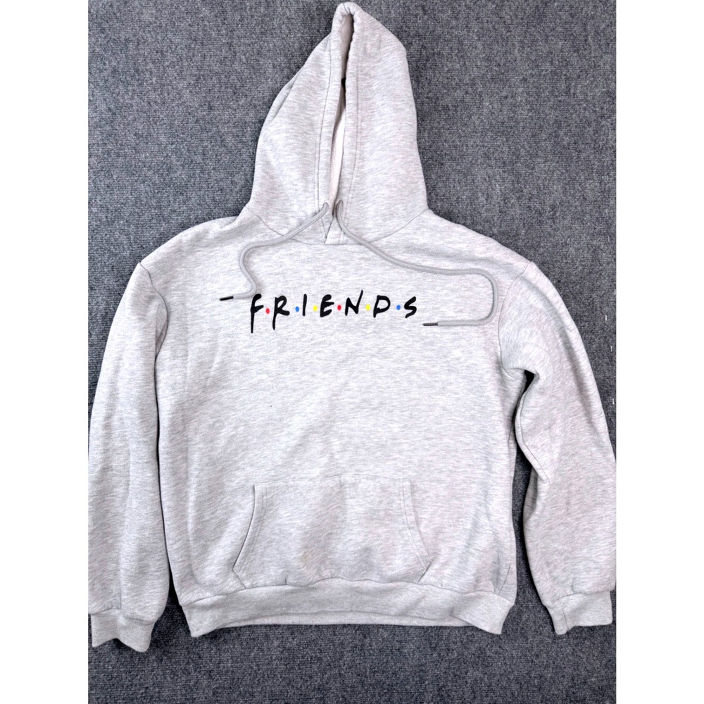 Friends TV Show Graphic Hoodie Heather‎ Gray Fleece Sweatshirt Pullover Medium